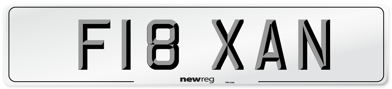 F18 XAN Number Plate from New Reg